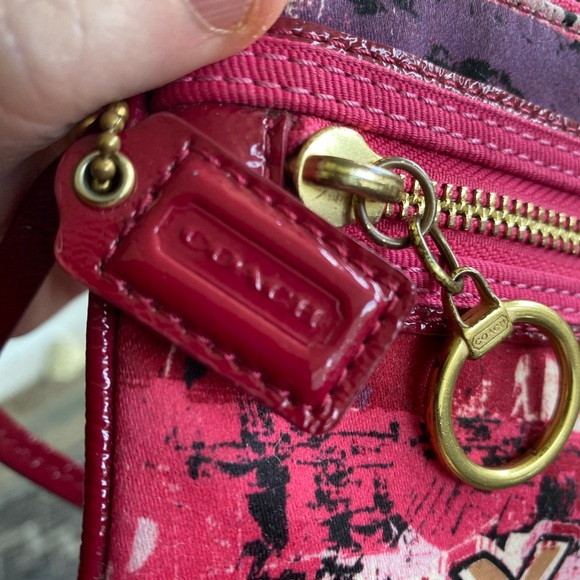 Coach Pink and Red Graffiti Clutch or WRISTLET - Picture 3 of 7
